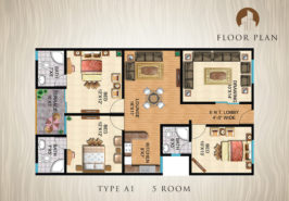 Type A1-5-Rooms-Apartment-Layout-Plan