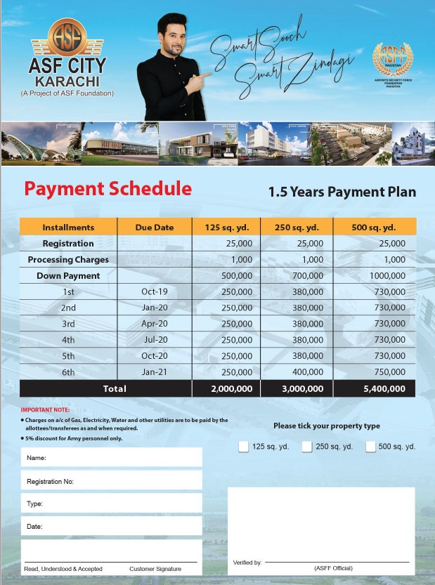 ASF City Karachi Payment Plan 1.5 Years