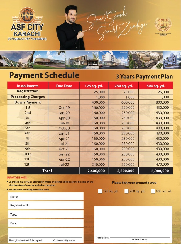 ASF City Karachi Payment Plan 3 Years
