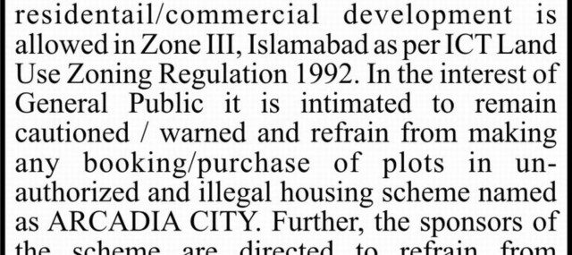 CDA-Notice-Arcadia-City-Islamabad