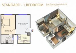 1 Bed Standard Apartment Layout Plan