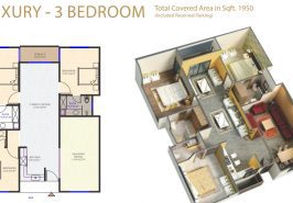 3 Bed Luxury Apartment Layout Plan