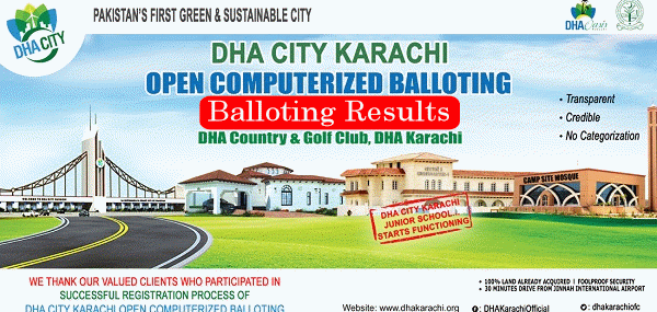 DHA City Karachi Balloting Results