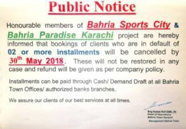 Bahria Town Karachi Notice