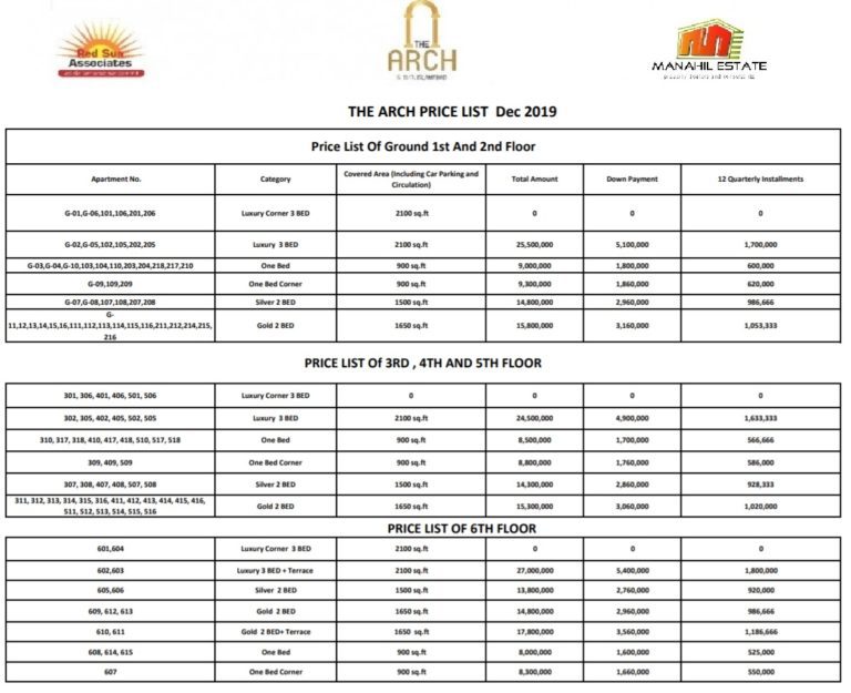 The Arch Apartments G-11 Islamabad Booking Details, Location and Prices