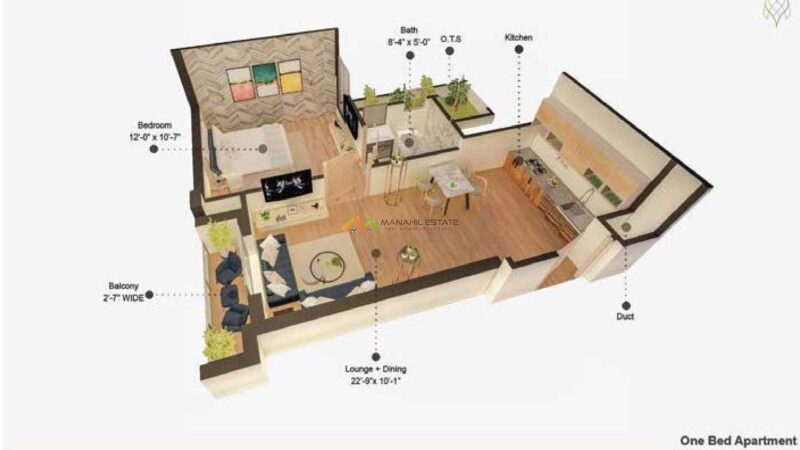 One Bed Apartment Layout