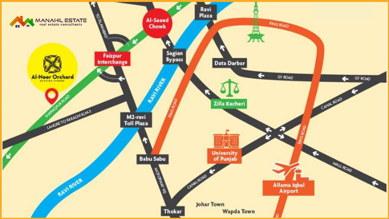 Al-Noor Orchard Lahore Location Map 1