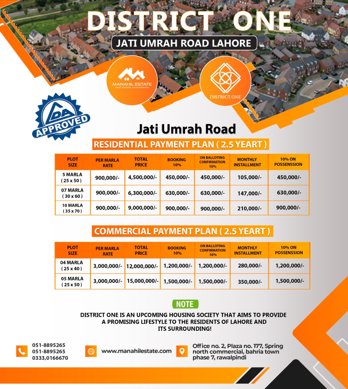 District One  Payment Plan