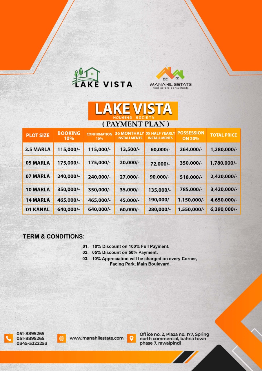 Lake Vista Rawalpindi Payment Plan