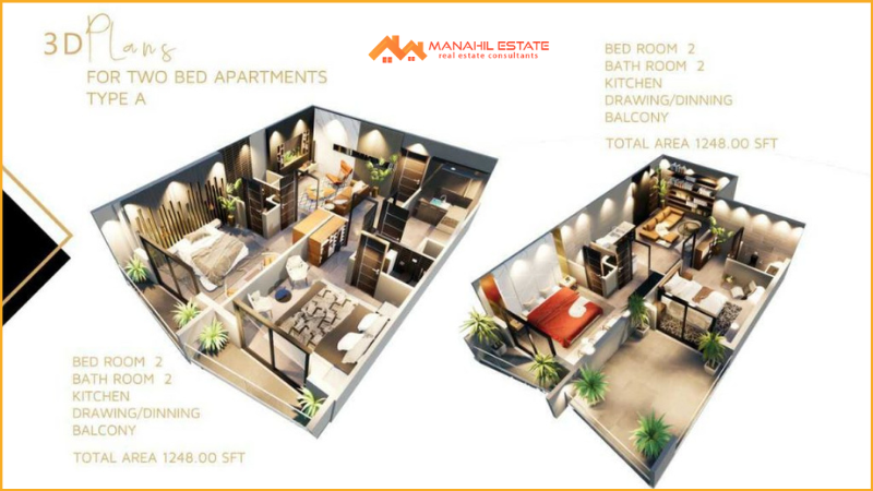 Panorama Heights two bed apartment layout