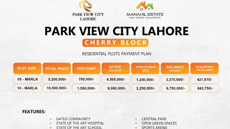 Park View City Lahore Daisy Block Payment Plan