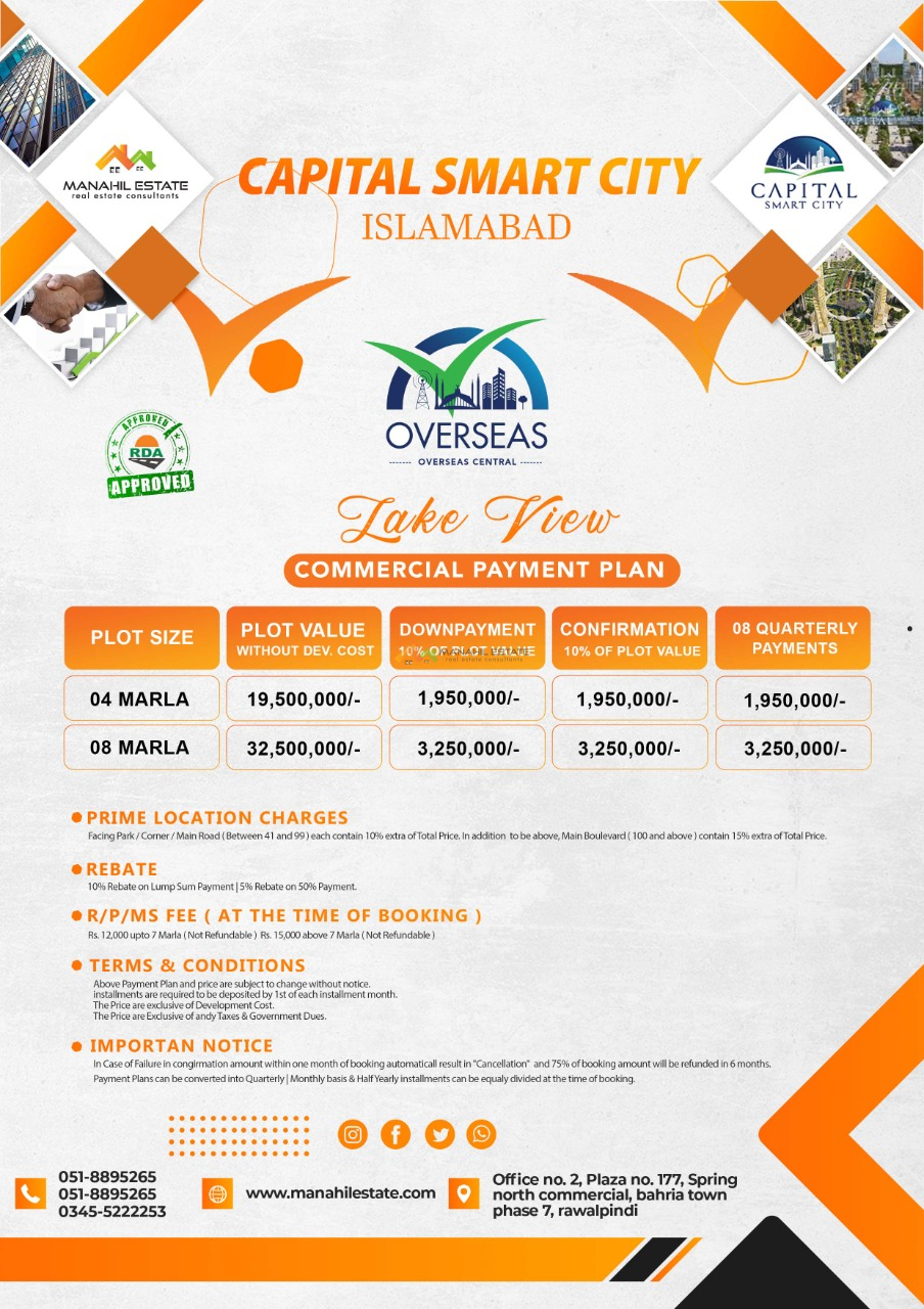 Capital Smart City Overseas Central commercials Payment Plan