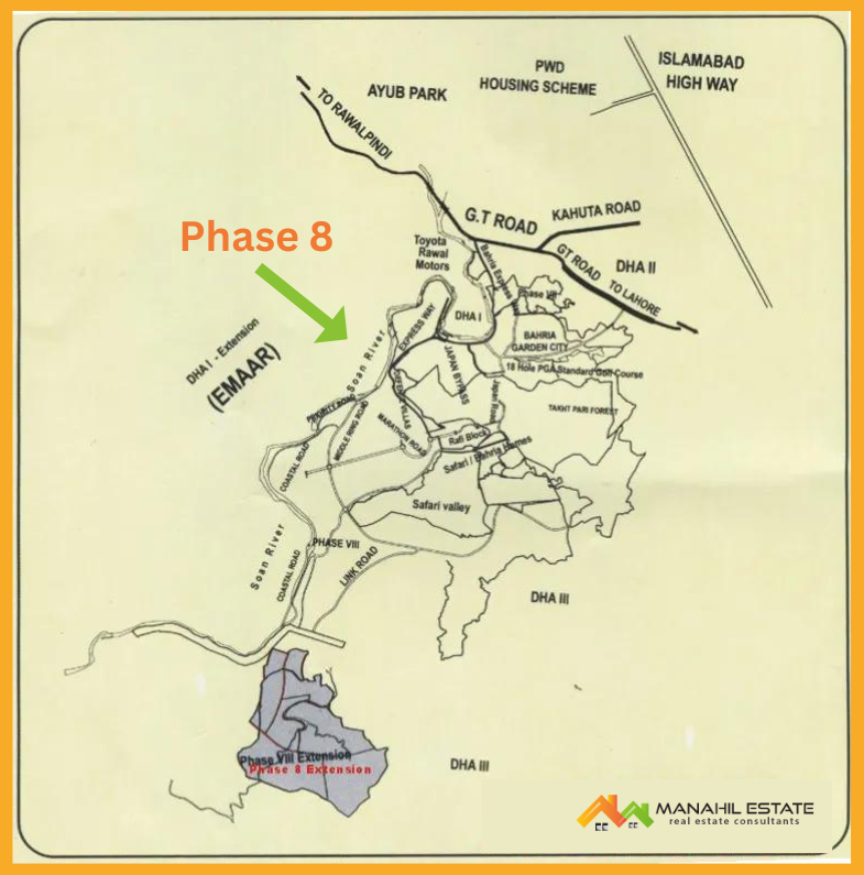 Bahria Town Phase 8 Location
