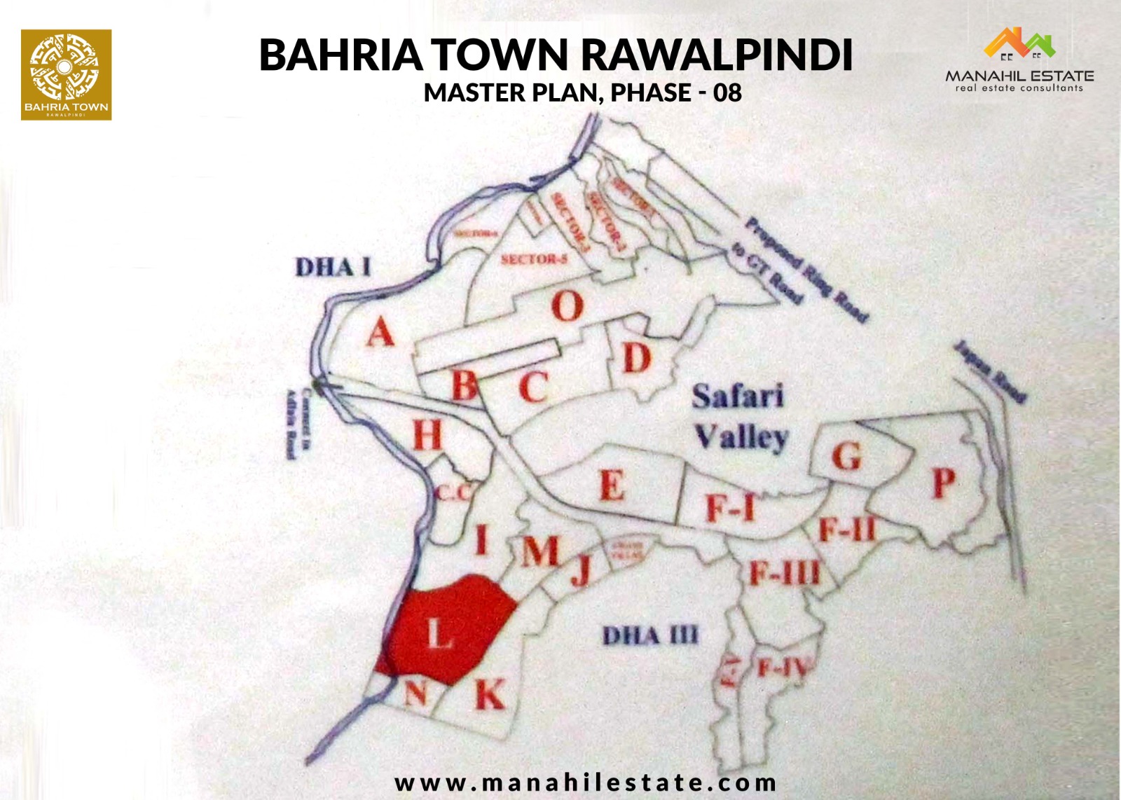 Sector M Phase 8 Bahria Town Location