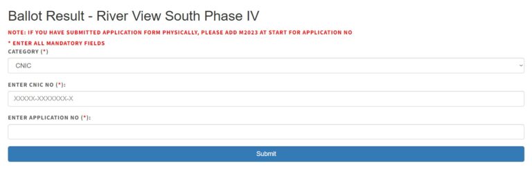 DHA Phase 4 River View South Ballot Results