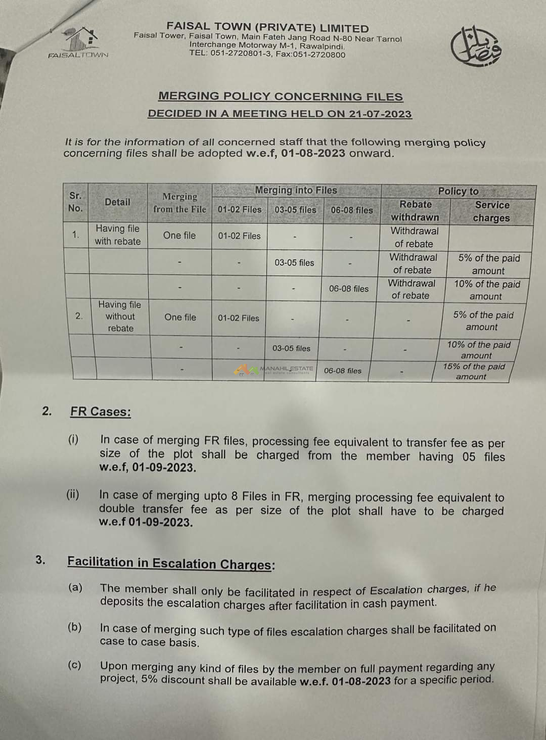 Faisal Town Phase 2 File Merging Policy Notification