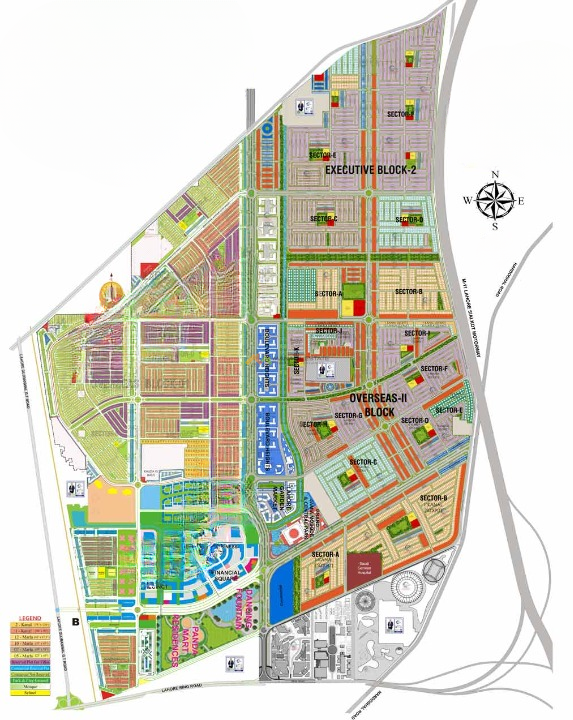 Lahore Smart City Executive 2 and Overseas 2 Block Map