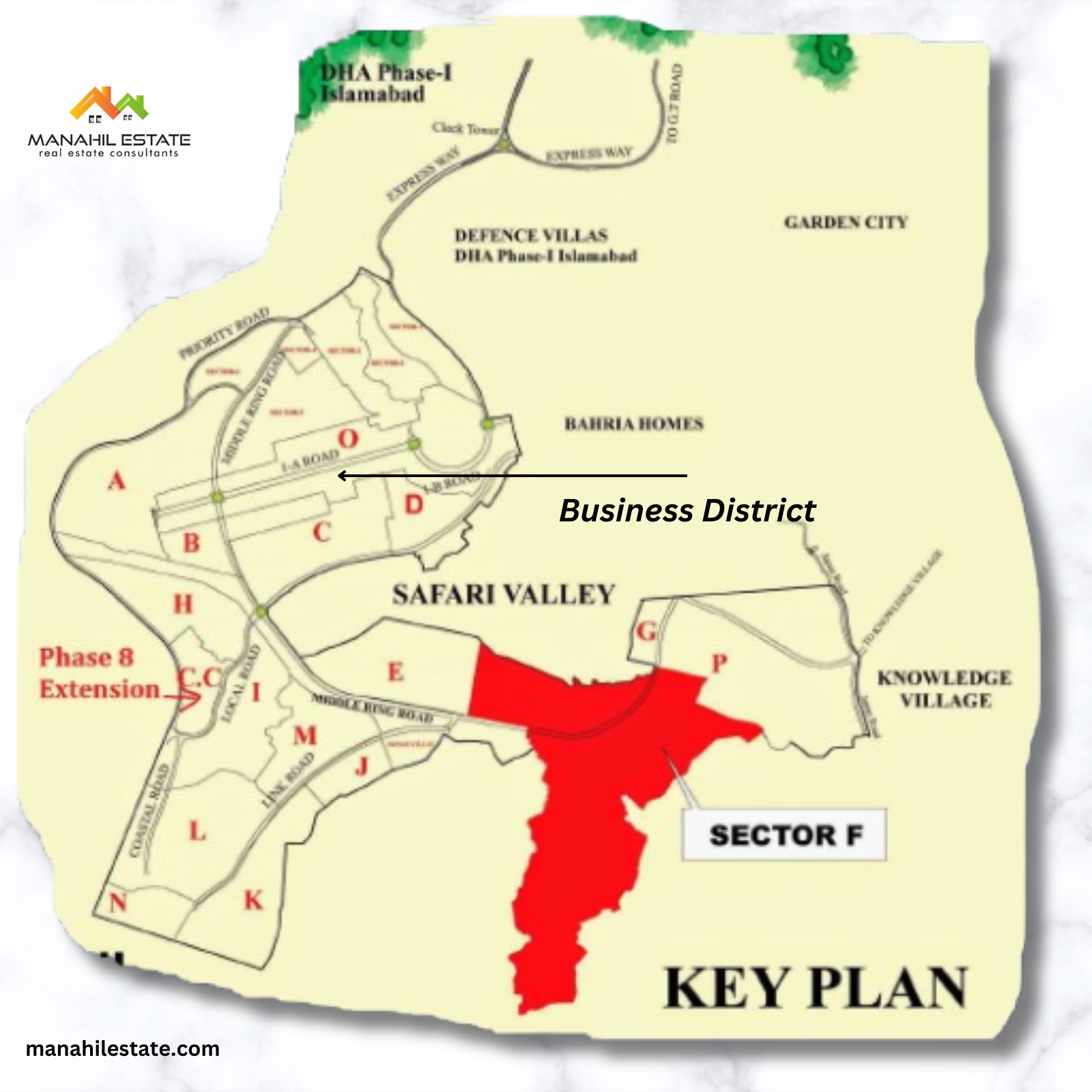 Bahria Phase 8 Business District Location