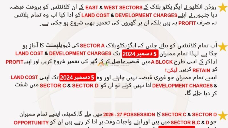 Rudn Enclave Executive Sector A Payment Notice