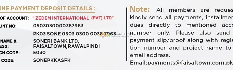 faisal town bank details