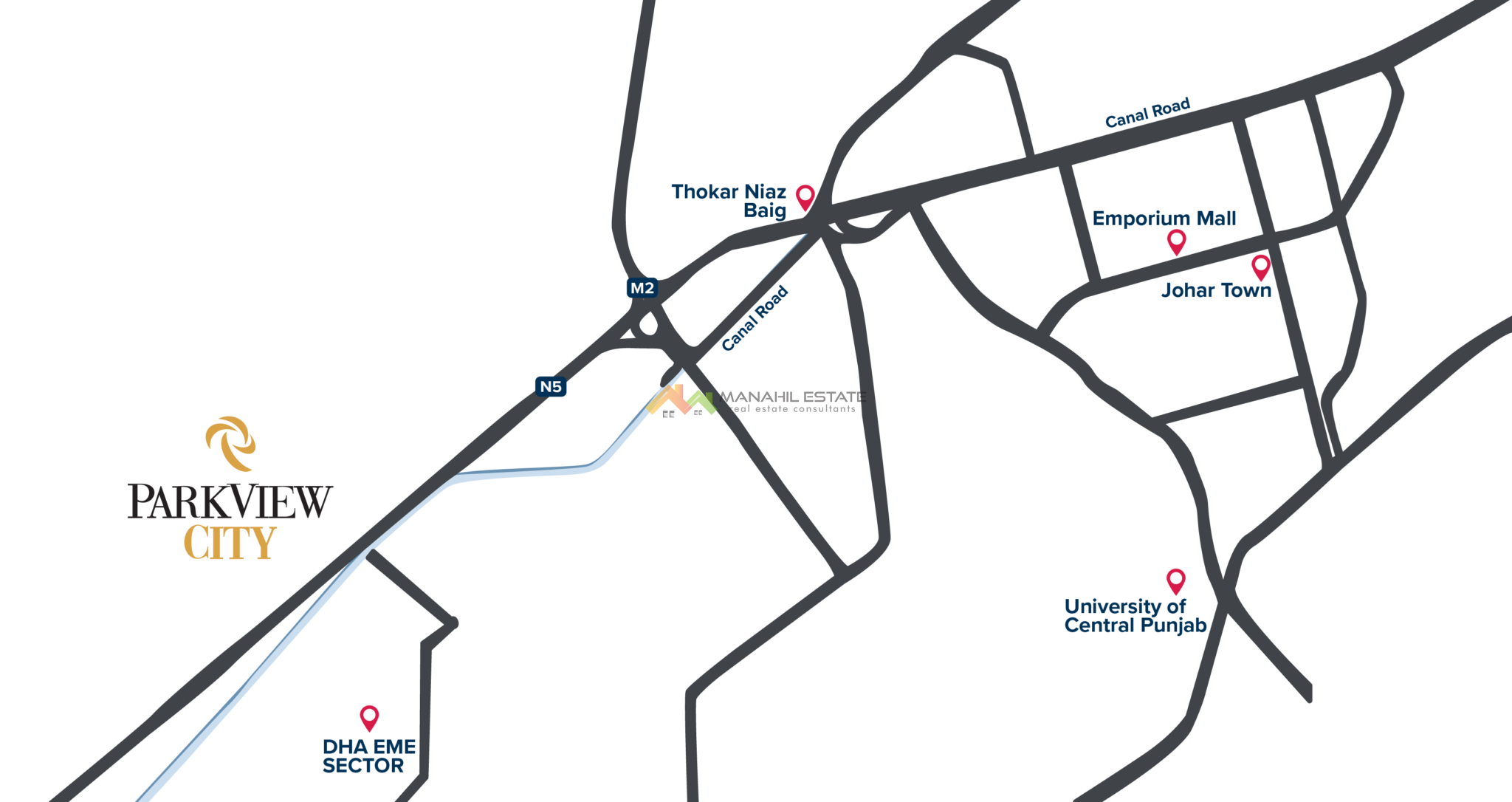 Park View City Lahore Location Map