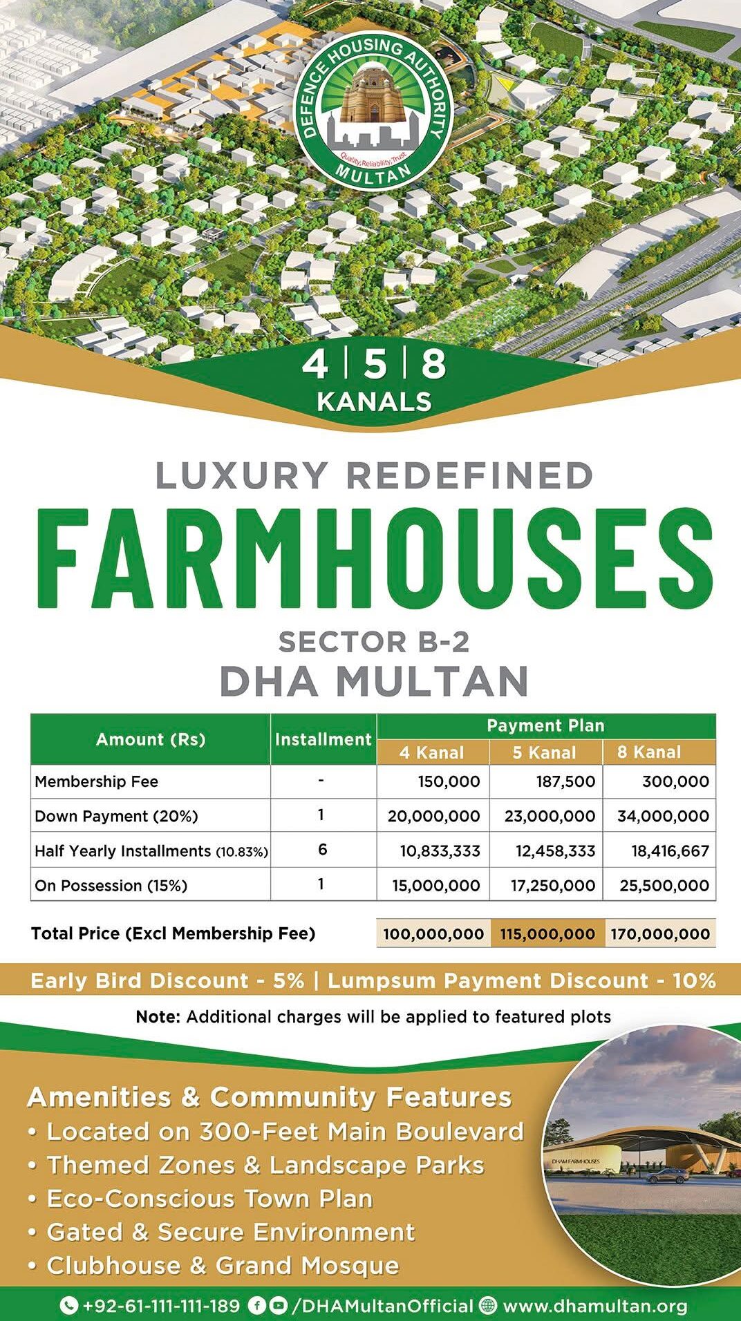 DHA Multan Farmhouse Prices and Payment Plan