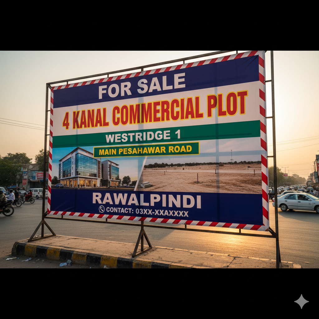 4 KANAL COMMERCIAL PLOT FOR SALE! WESTRIDGE 1, MAIN PESHAWAR ROAD Rawalpindi