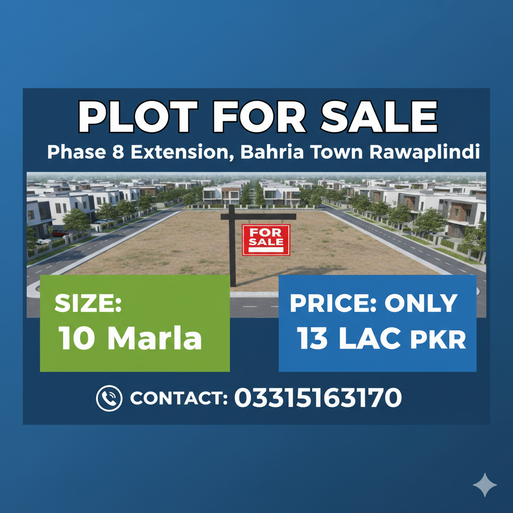 10 Marla plot for Sale in phase 8 extension Bahria town