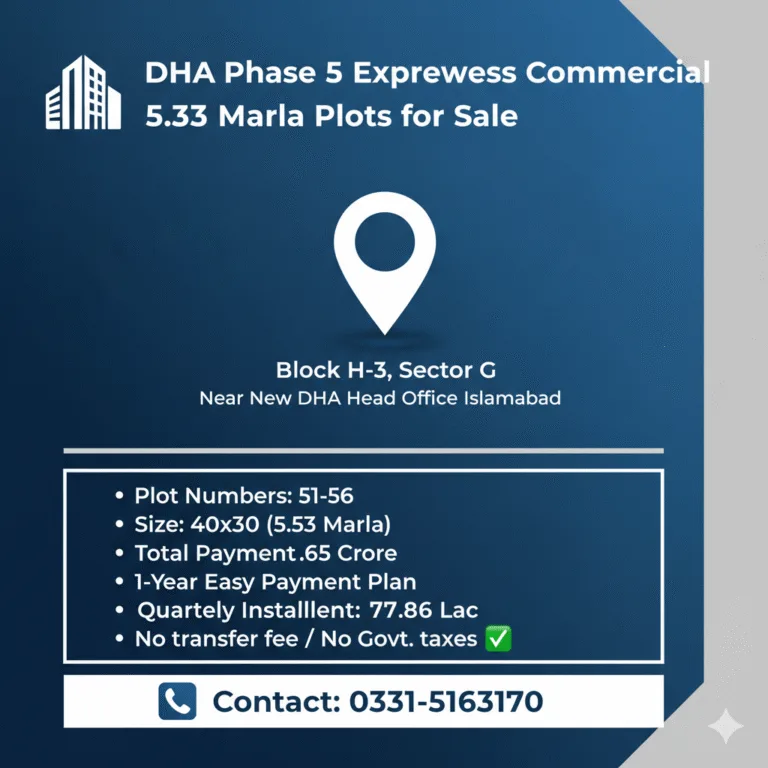 DHA Phase 5 Commercial Plots for Sale on installment