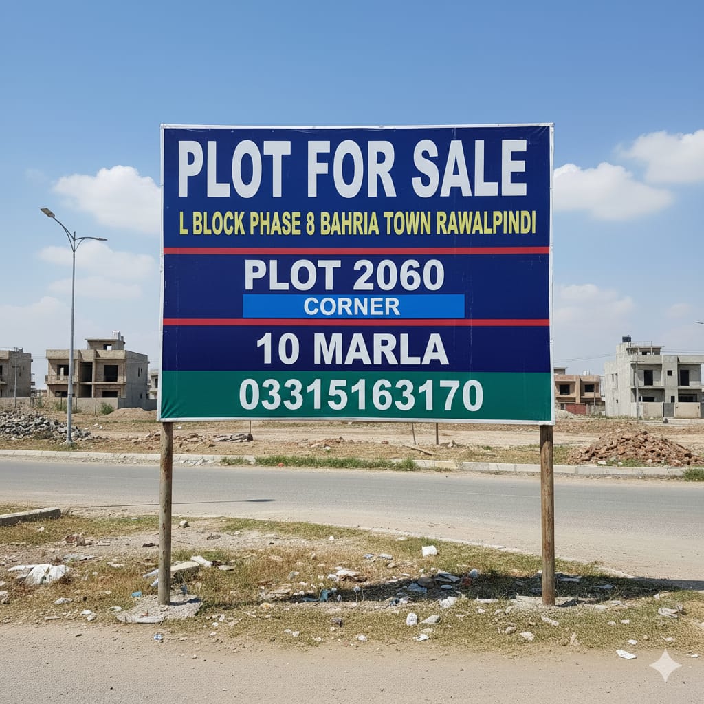 10 Marla Corner plot , L block phase 8 , bahria town