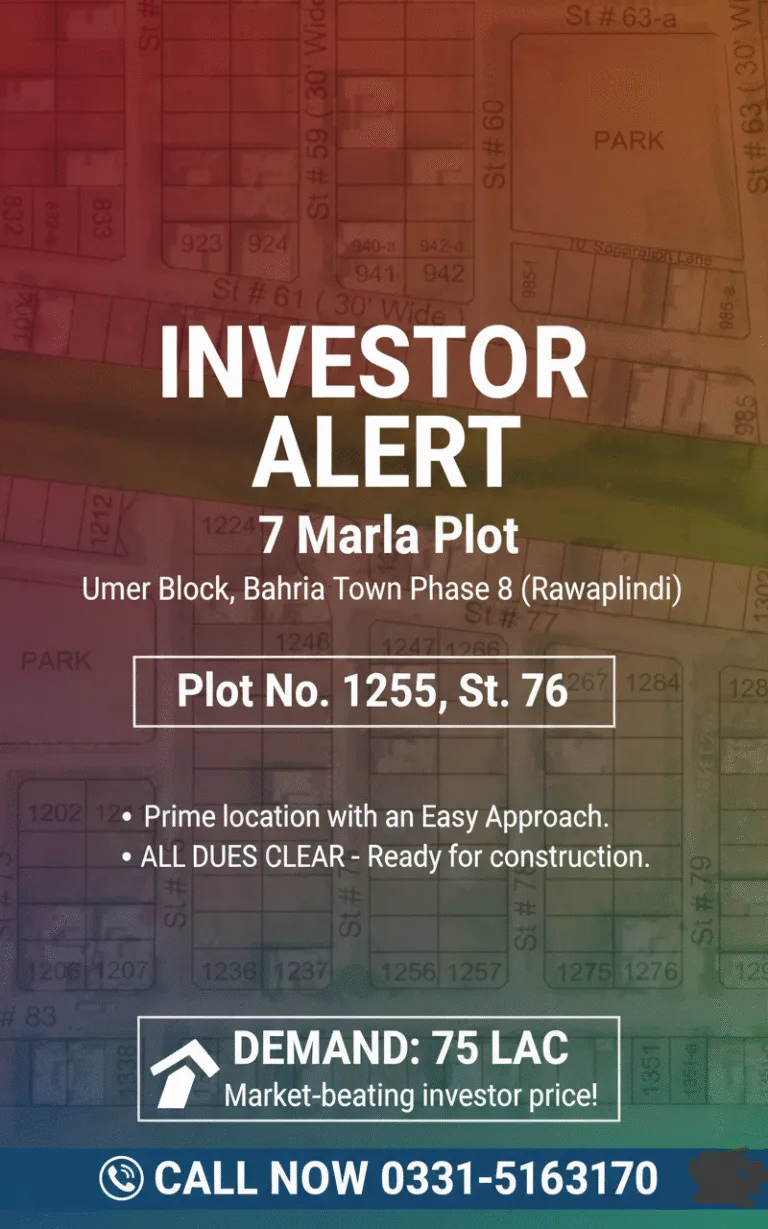 Investor rate 7m plot For Sale in umer block phase 8