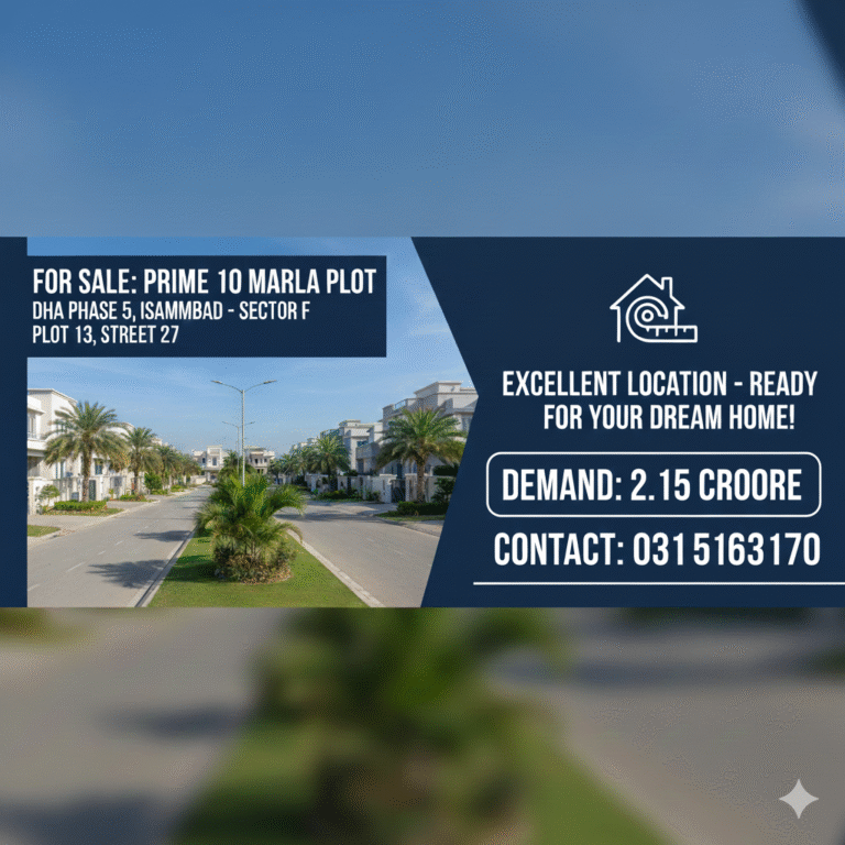 FOR SALE: PRIME 10 MARLA PLOT DHA 5