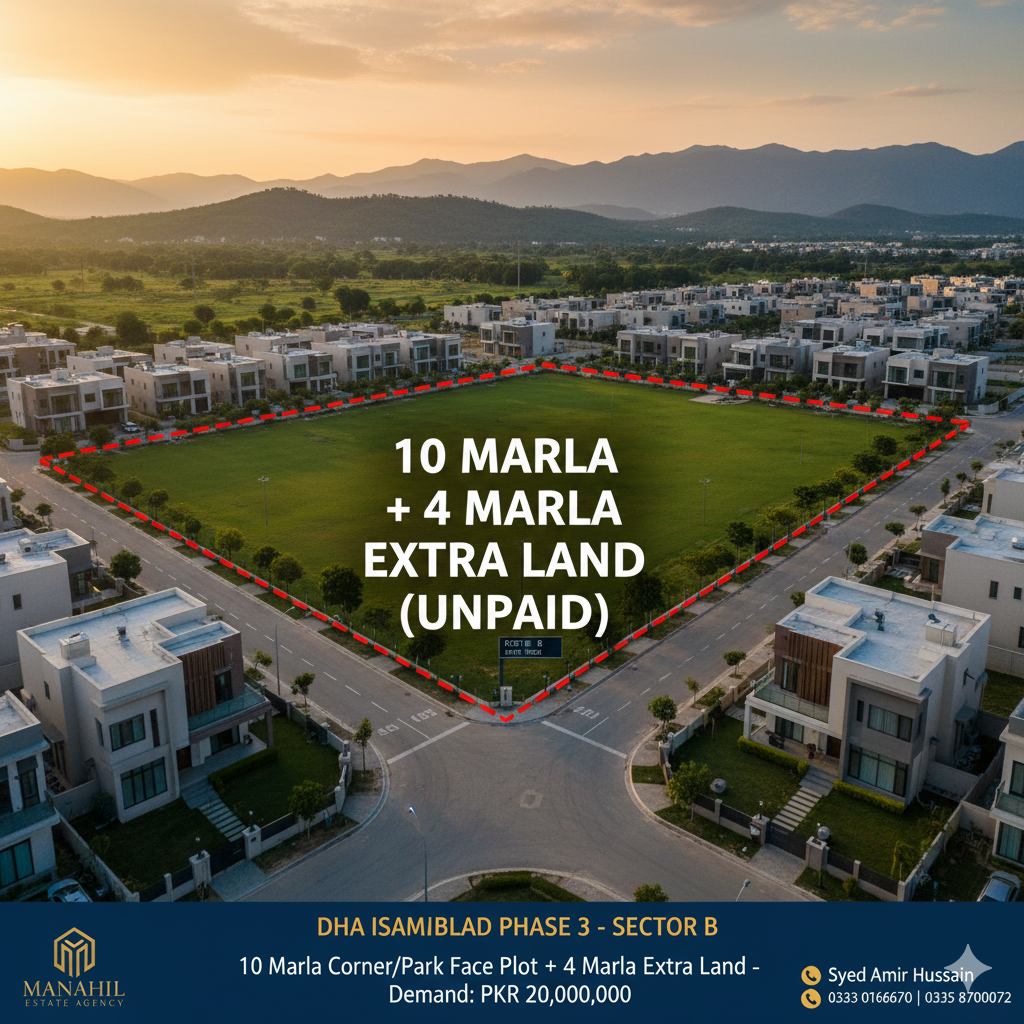 Exclusive 10 Marla Corner/Park Face Plot for Sale – DHA Islamabad Phase 3, Sector B