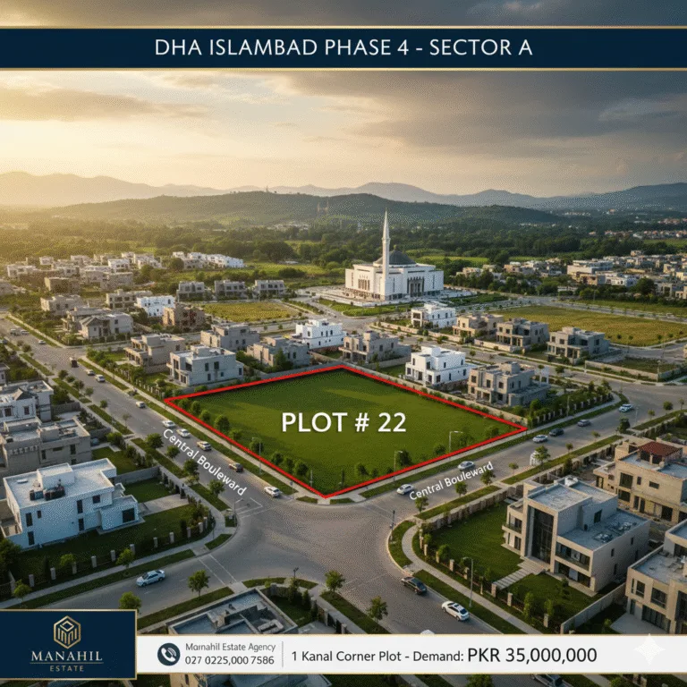 Prime 1 Kanal Corner Plot on Central Boulevard – DHA Phase 4, Sector A