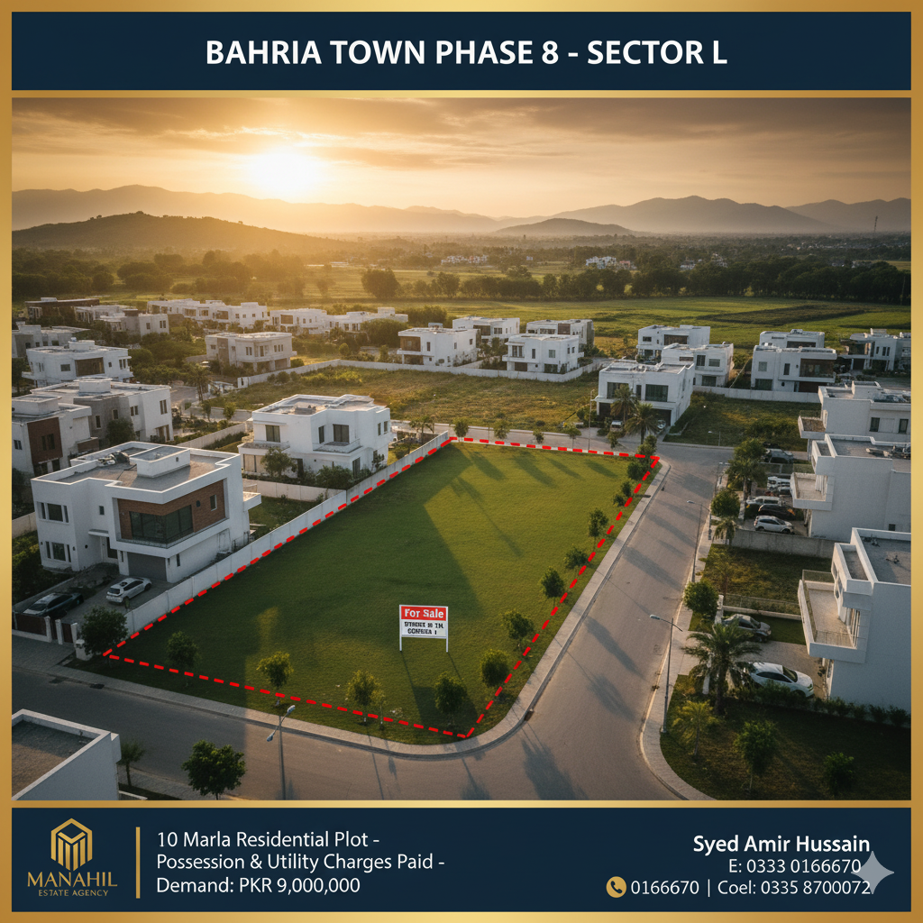Ready for Build: 10 Marla Plot for Sale – Bahria Town Phase 8, Sector L