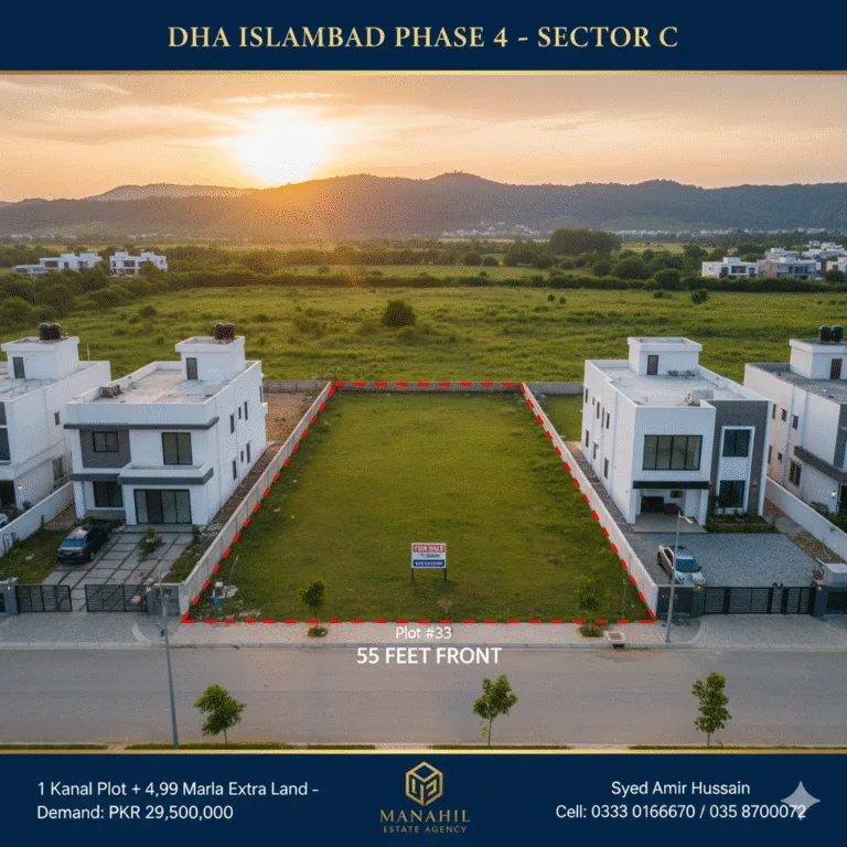 Massive 1 Kanal Plot with 5 Marla Extra Land for Sale – DHA Phase 4, Sector C