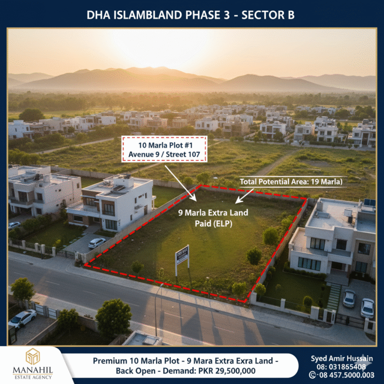 Premium 10 Marla Plot with 9 Marla Extra Land – DHA Phase 3, Sector B