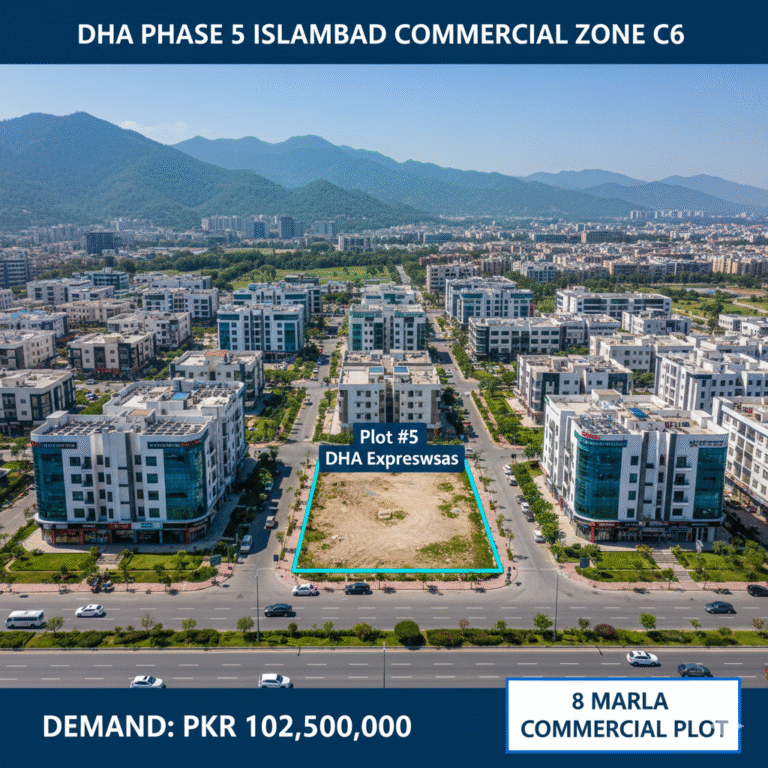 ​Premium 8 Marla Commercial Plot on DHA Expressway, Commercial Zone C6 (Sector H), DHA Phase 5 Islamabad (Plot #5)