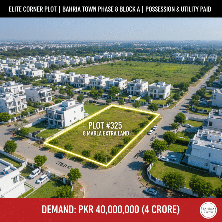 ​Ultra-Premium 1 Kanal Corner Plot with 8 Marla Extra Land in Bahria Town Phase 8, Block A