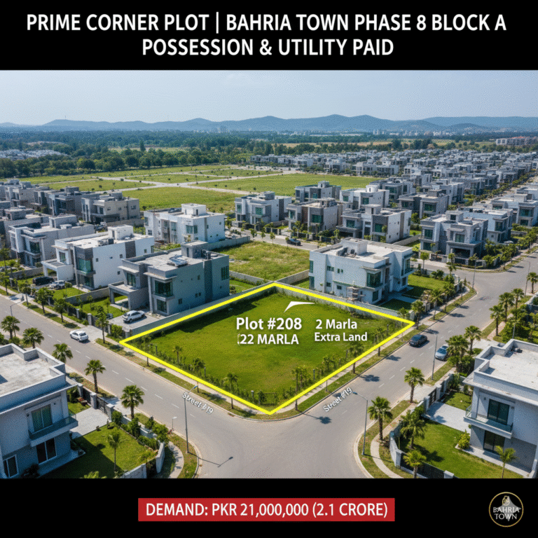 Ready-to-Build 1 Kanal Corner Plot with 2 Marla Extra Land in Prime Block A, Bahria Town Phase 8