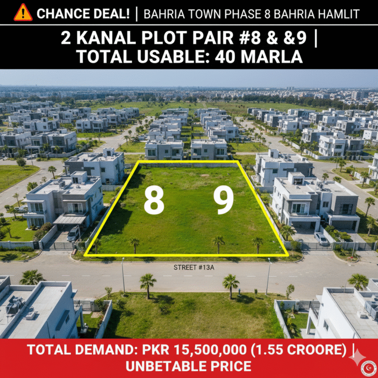 ​URGENT SALE! Massive 2 Kanal Plot Pair in Bahria Hamlets, Phase 8 | Unbeatable Price of PKR 1.55 Crore
