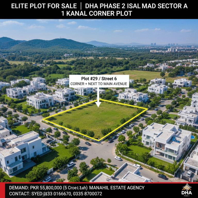 Prime 1 Kanal Corner Plot Next to Main Avenue in DHA Phase 2, Sector A | Demand PKR 5.58 Crore