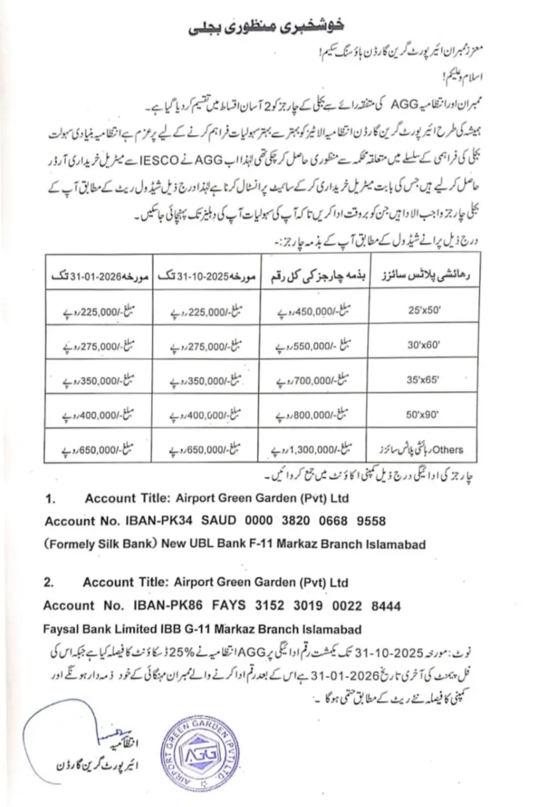 Airport Green Gardens Electricity Charges 2025 Schedule