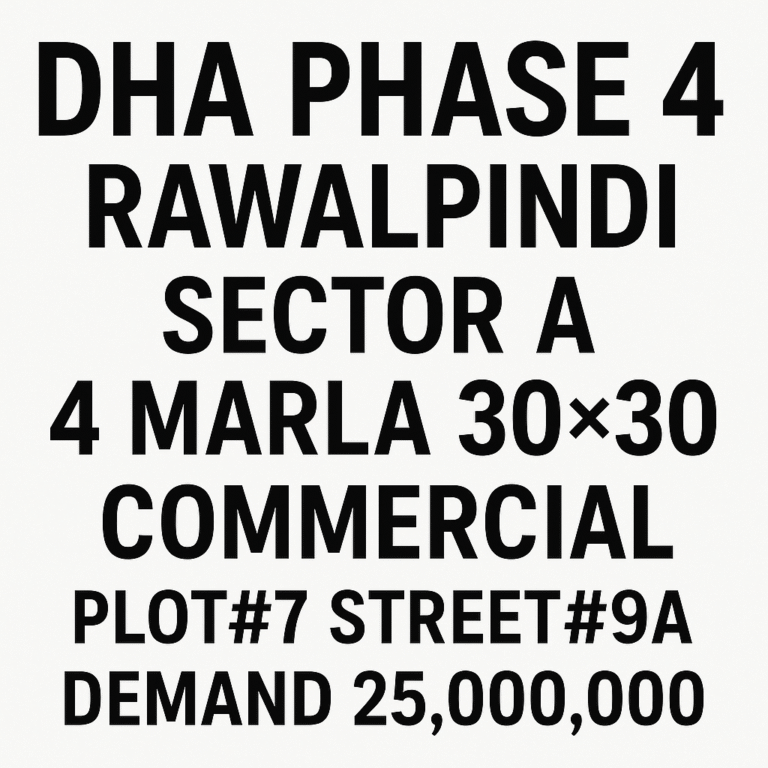 4 Marla Commercial Plot for Sale – Sector A, DHA Phase 4 Rawalpindi