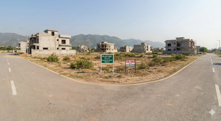 PRIME INVESTMENT: 1 Kanal Corner Plot #680 Series for Sale in Sector G-17/1, Supreme Court Society, Islamabad.