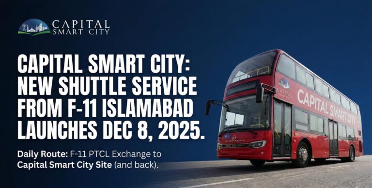 Capital Smart City Launches New Shuttle Service for Site Visits from F-11 Islamabad