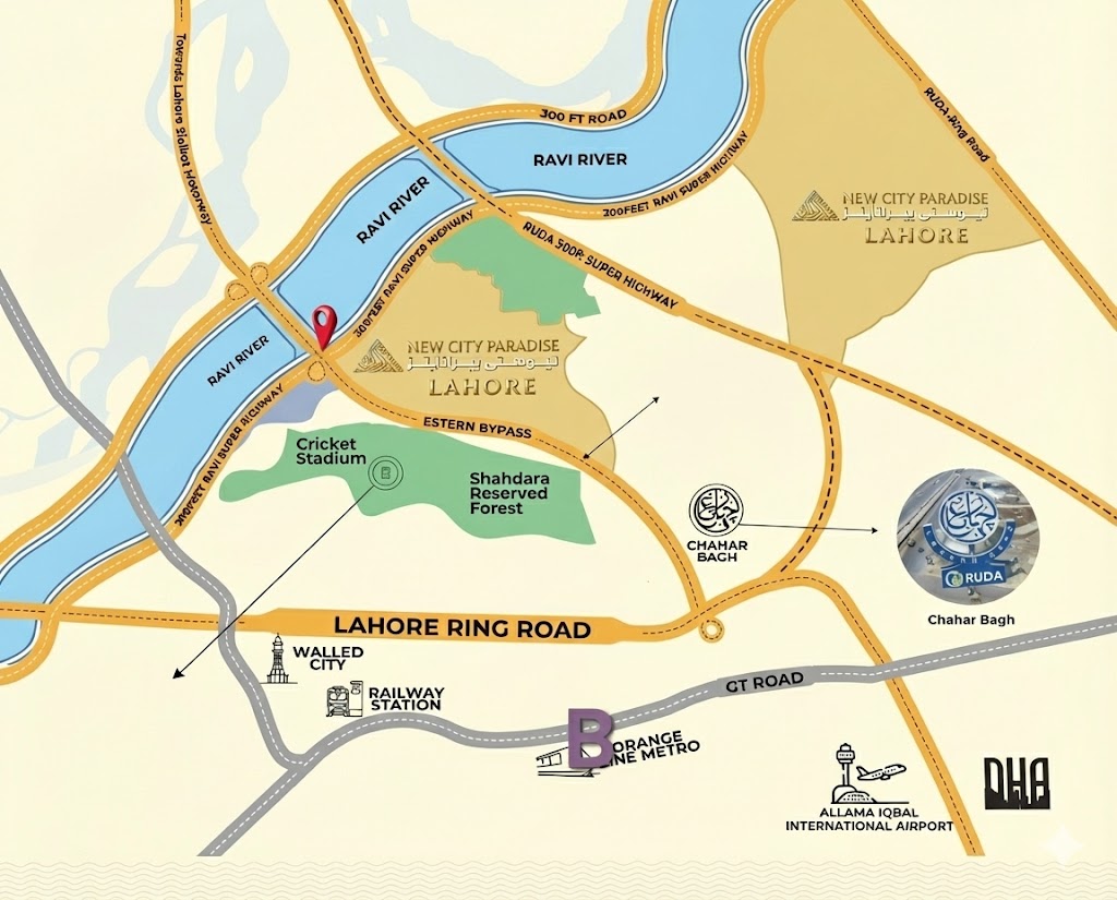 New City Paradise Lahore Location Map