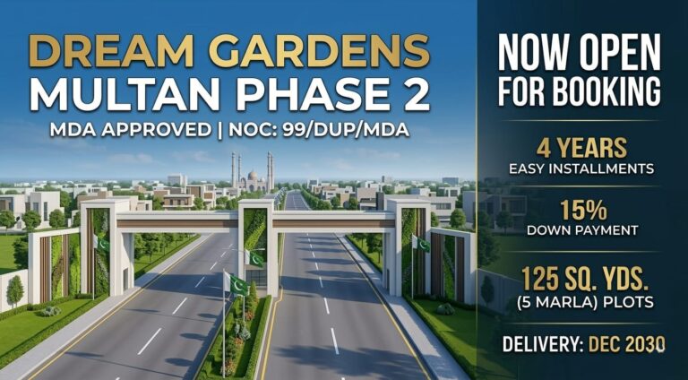Dream Gardens Phase 2 Multan Plots Booking Launched by Izhar Monnoo Developers