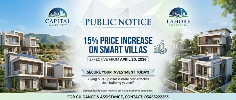 Capital Smart City & Lahore Smart City Announce 15% Villa Price Increase
