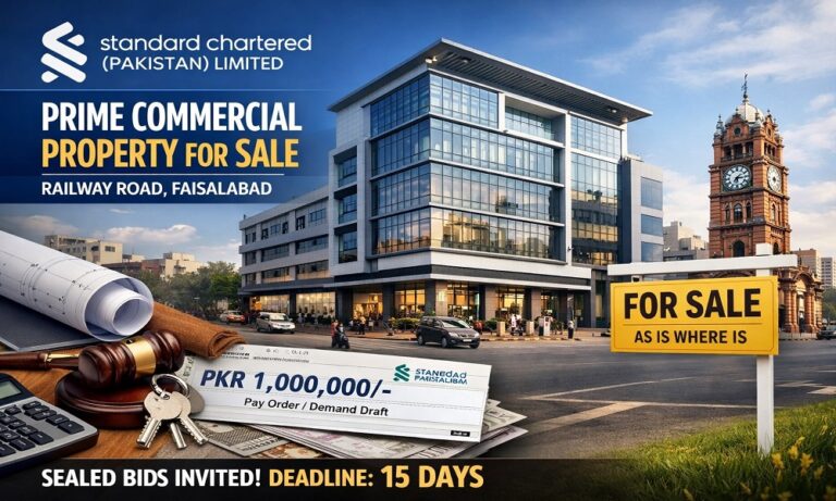 Standard Chartered Bank Announces Auction of Prime Commercial Property on Railway Road, Faisalabad